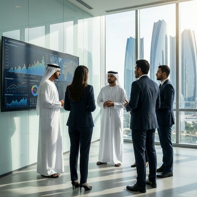 Abu Dhabi business executives collaborating